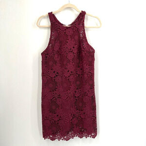 Wayf Dress Womens Small Mauve Randy Floral Lace Mini Sheath Sleeveless Lined